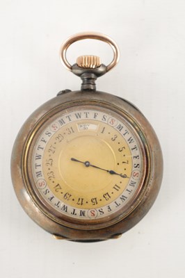 Lot 1416 - A LATE 19TH CENTURY POCKET WATCH WITH CALENDAR DIAL ON REVERSE