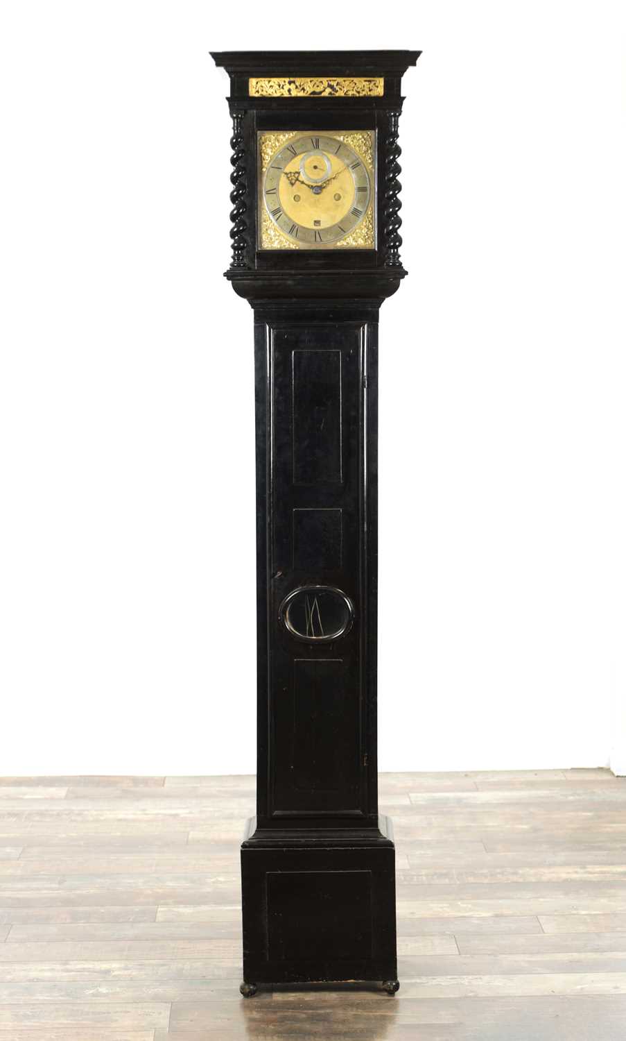 Lot 1549 - A LATE 17TH CENTURY EBONISED 10” EIGHT DAY LONGCASE CLOCK SIGNED NATHANIEL HODGES, LONDINI