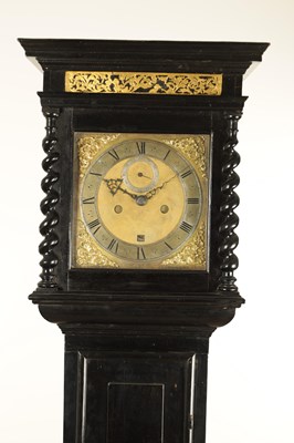 Lot 1549 - A LATE 17TH CENTURY EBONISED 10” EIGHT DAY LONGCASE CLOCK SIGNED NATHANIEL HODGES, LONDINI