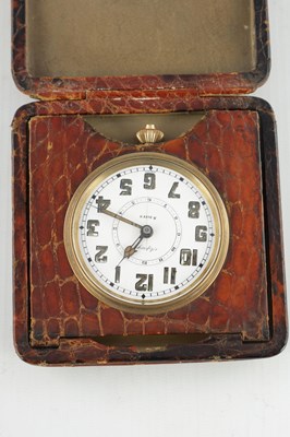 Lot 1409 - AN EARLY 20TH CENTURY CROCODILE SKIN ASPREY TRAVELING ALARM CLOCK