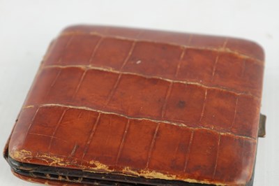 Lot 1409 - AN EARLY 20TH CENTURY CROCODILE SKIN ASPREY TRAVELING ALARM CLOCK