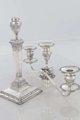 Lot 207 - TIFFANY & CO SOLID SILVER THREE-BRANCH CANDELABRA