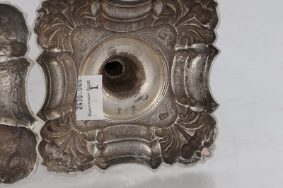Lot 226 - A PAIR OF GEORGE III CAST SILVER CANDLESTICKS
