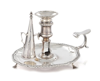Lot 301 - A GEORGE III CAST SILVER CHAMBERLAIN CANDLESTICK