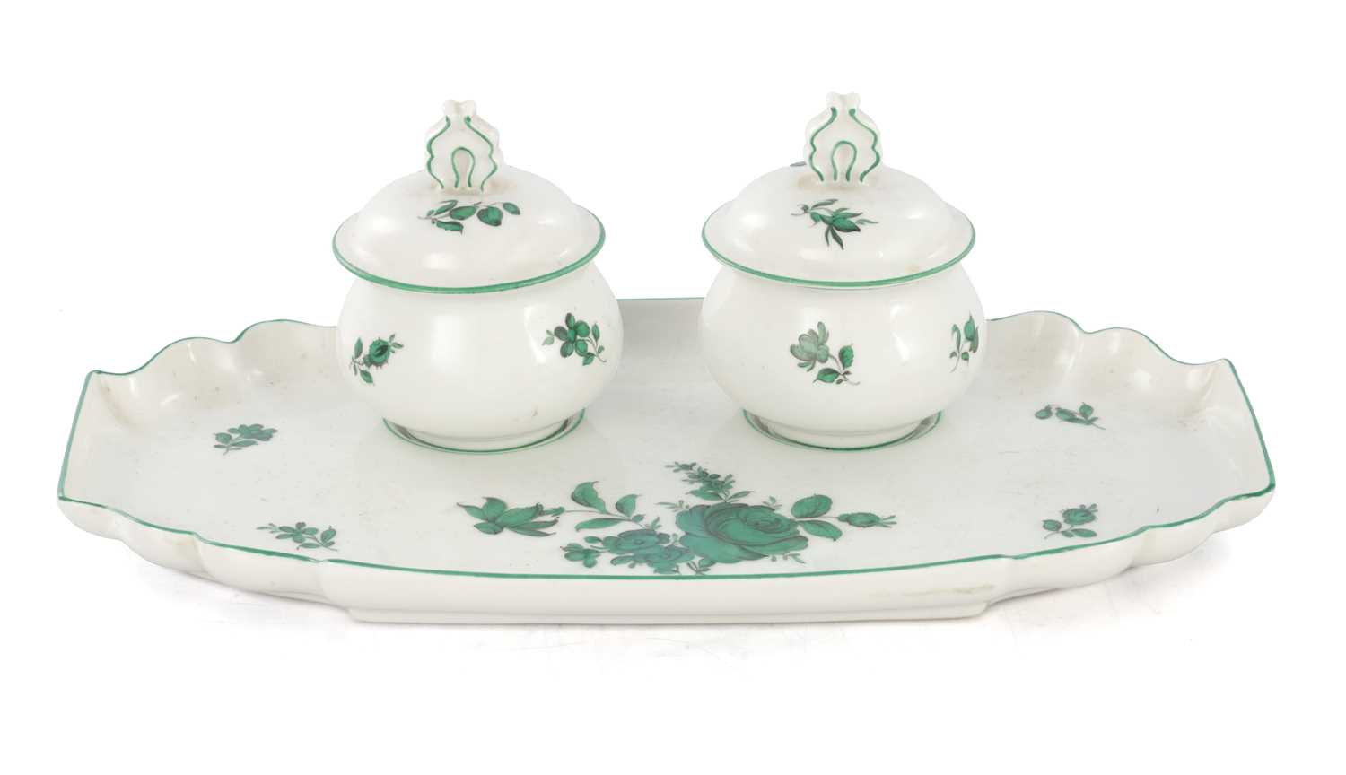 Lot 76 - AN AUGARTEN AUSTRIAN PORCELAIN INKWELL