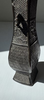 Lot 370 - A 13TH / 14TH CENTURY CHINESE CAST PATINATED BRONZE YUAN DYNASTY VASE