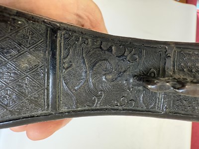 Lot 370 - A 13TH / 14TH CENTURY CHINESE CAST PATINATED BRONZE YUAN DYNASTY VASE