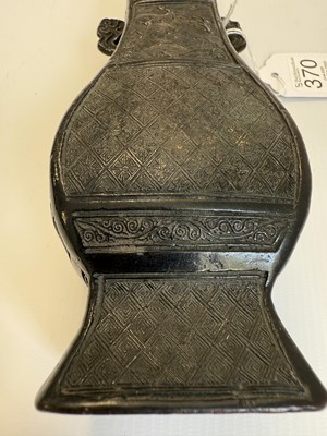 Lot 370 - A 13TH / 14TH CENTURY CHINESE CAST PATINATED BRONZE YUAN DYNASTY VASE