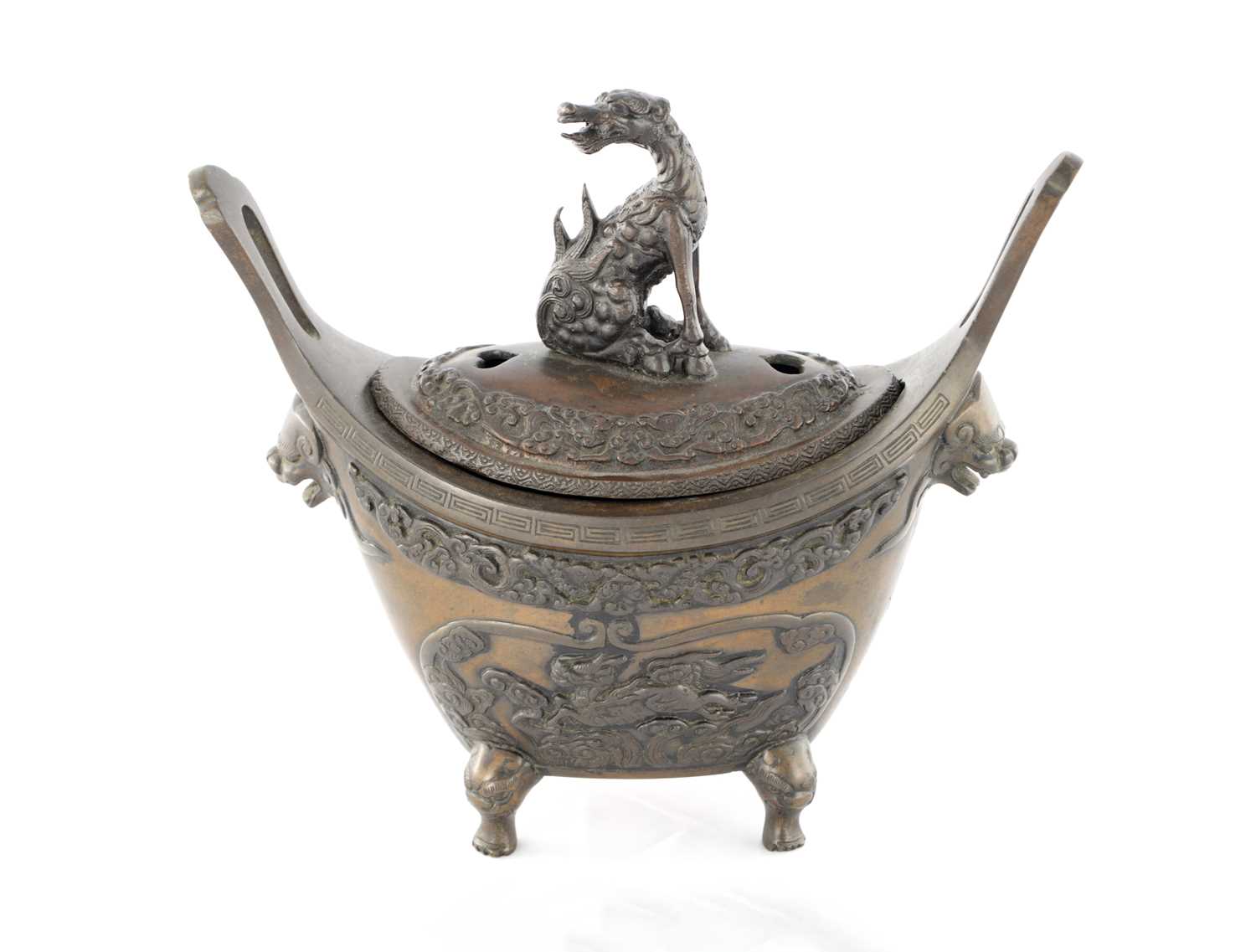 Lot 334 - A JAPANESE BRONZE INCENSE BURNER