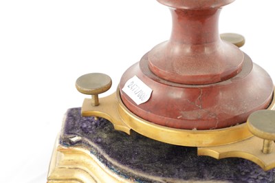 Lot 1444 - A 19TH CENTURY FRENCH ORMOLU AND ROUGE MARBLE MYSTERY CLOCK