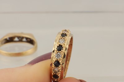 Lot 220 - A COLLECTION OF THREE LADIES GOLD AND DIAMOND RINGS