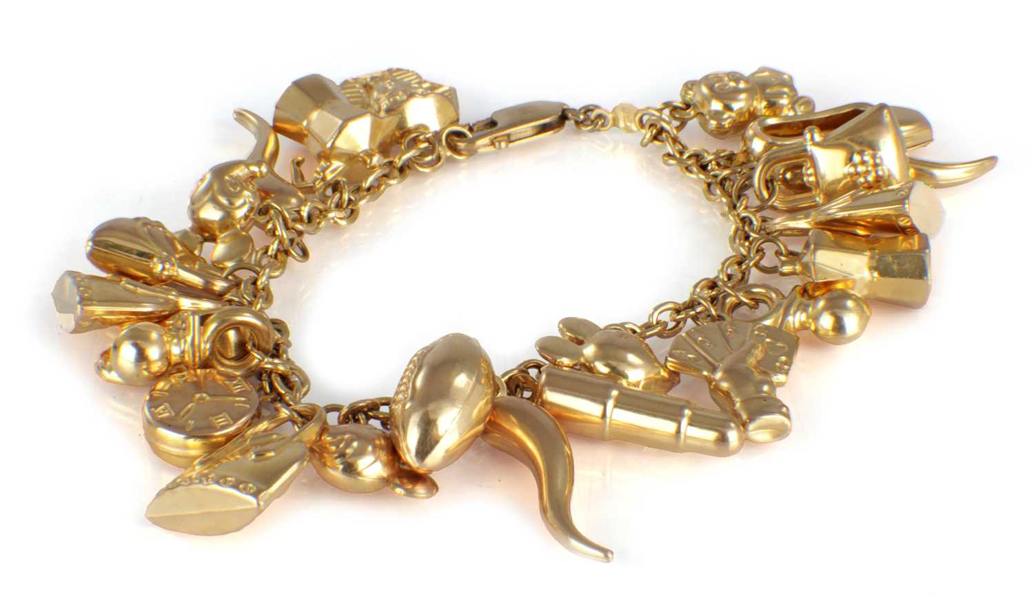 Lot 171 - A 9CT YELLOW GOLD CHARM BRACELET