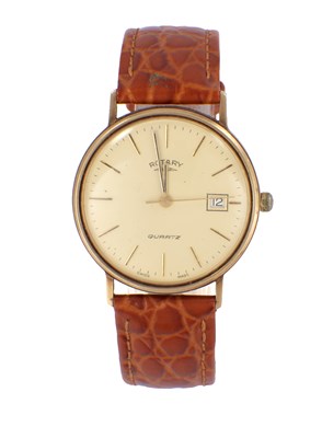 Lot 1307 - A GENTLEMAN’S 9CT GOLD ROTARY WRIST WATCH