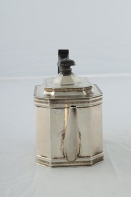 Lot 218 - A GEORGE V SILVER THREE PIECE TEA AND COFEE SERVICE