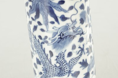 Lot 479 - A CHINESE KANGXI BLUE AND WHITE DRAGON VASE