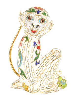 Lot 396 - A 20TH CENTURY CLOISONNE ENAMEL MONKEY