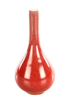 Lot 367 - A CHINESE QIANLONG RED GLAZE BOTTLE VASE