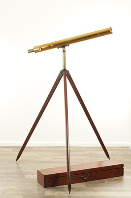 Lot 1007 - W. WATSON & SONS. LONDON. A CASED 19TH CENTURY 3” LACQUERED BRASS TELESCOPE