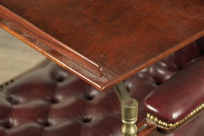 Lot 1707 - A FINE WILLIAM IV MAHOGNAY AND LEATHER BUTTON UPHOLSTERED IMPROVED RECUMBENT READING CHAIR BY R. DAWS, G.R. PATENT