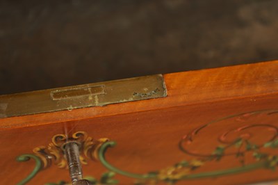 Lot 1735 - A 19TH CENTURY PAINTED SATINWOOD AND HAREWOOD BONHEUR DU JOUR
