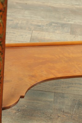 Lot 1735 - A 19TH CENTURY PAINTED SATINWOOD AND HAREWOOD BONHEUR DU JOUR