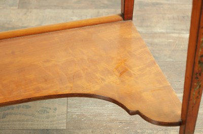 Lot 1735 - A 19TH CENTURY PAINTED SATINWOOD AND HAREWOOD BONHEUR DU JOUR