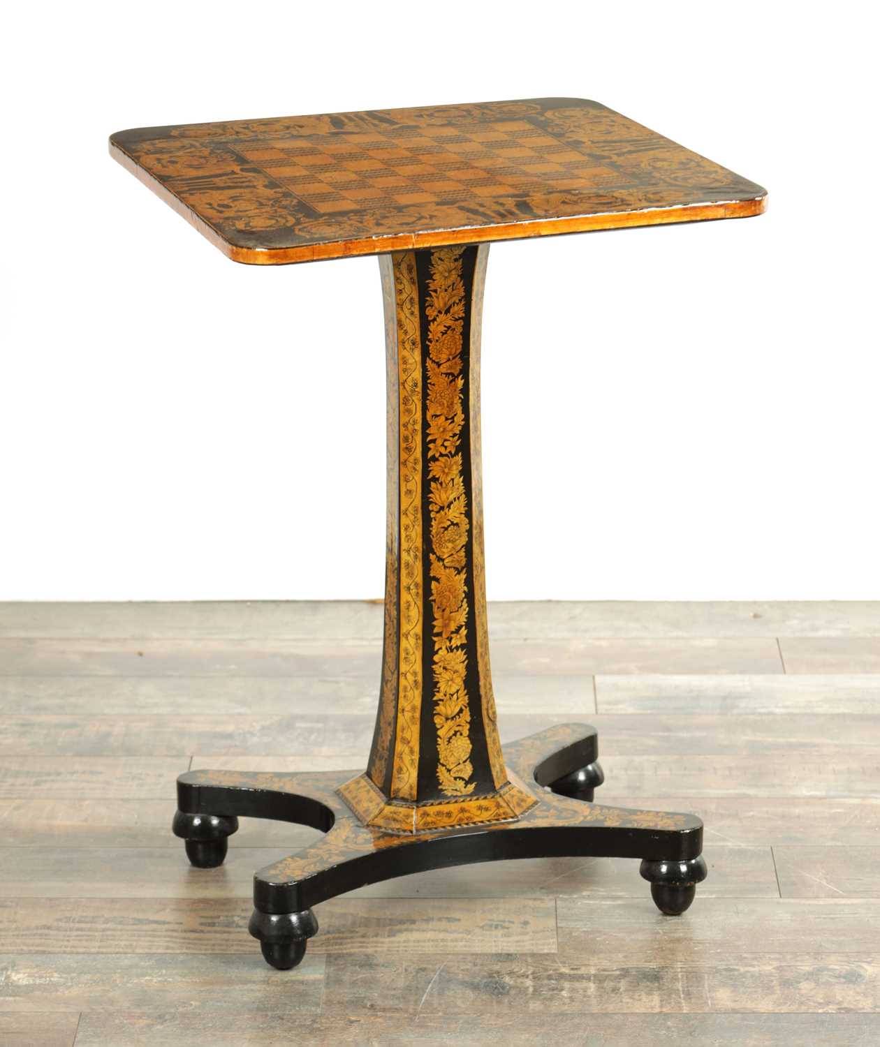 Lot 1648 - A REGENCY PENWORK GAMES TABLE