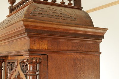 Lot 1035 - A RARE AND LARGE LATE 19TH CENTURY OAK CASED KOMET PENNY IN THE SLOT FLOOR STANDING POLYPHON TYPE MUSIC BOX