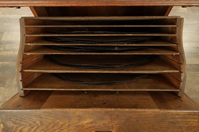 Lot 1035 - A RARE AND LARGE LATE 19TH CENTURY OAK CASED KOMET PENNY IN THE SLOT FLOOR STANDING POLYPHON TYPE MUSIC BOX