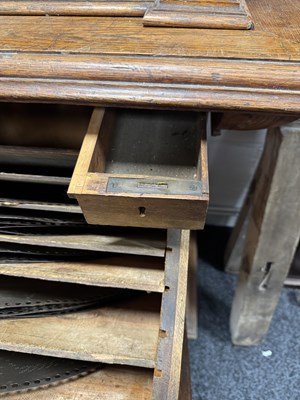 Lot 1035 - A RARE AND LARGE LATE 19TH CENTURY OAK CASED KOMET PENNY IN THE SLOT FLOOR STANDING POLYPHON TYPE MUSIC BOX