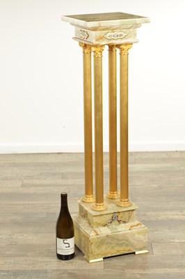 Lot 858 - A LATE 19TH CENTURY ONYX AND CHAMPLEVE ENAMELLED PEDESTAL
