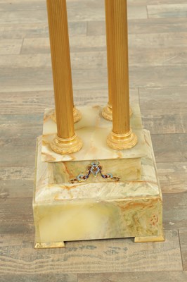 Lot 858 - A LATE 19TH CENTURY ONYX AND CHAMPLEVE ENAMELLED PEDESTAL
