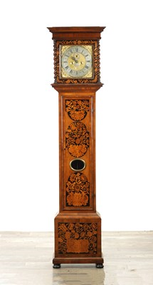 Lot 1552 - W. ANDREWS, LONDON. A LATE 17TH CENTURY PANELLED MARQUETRY AND WALNUT LONGCASE CLOCK