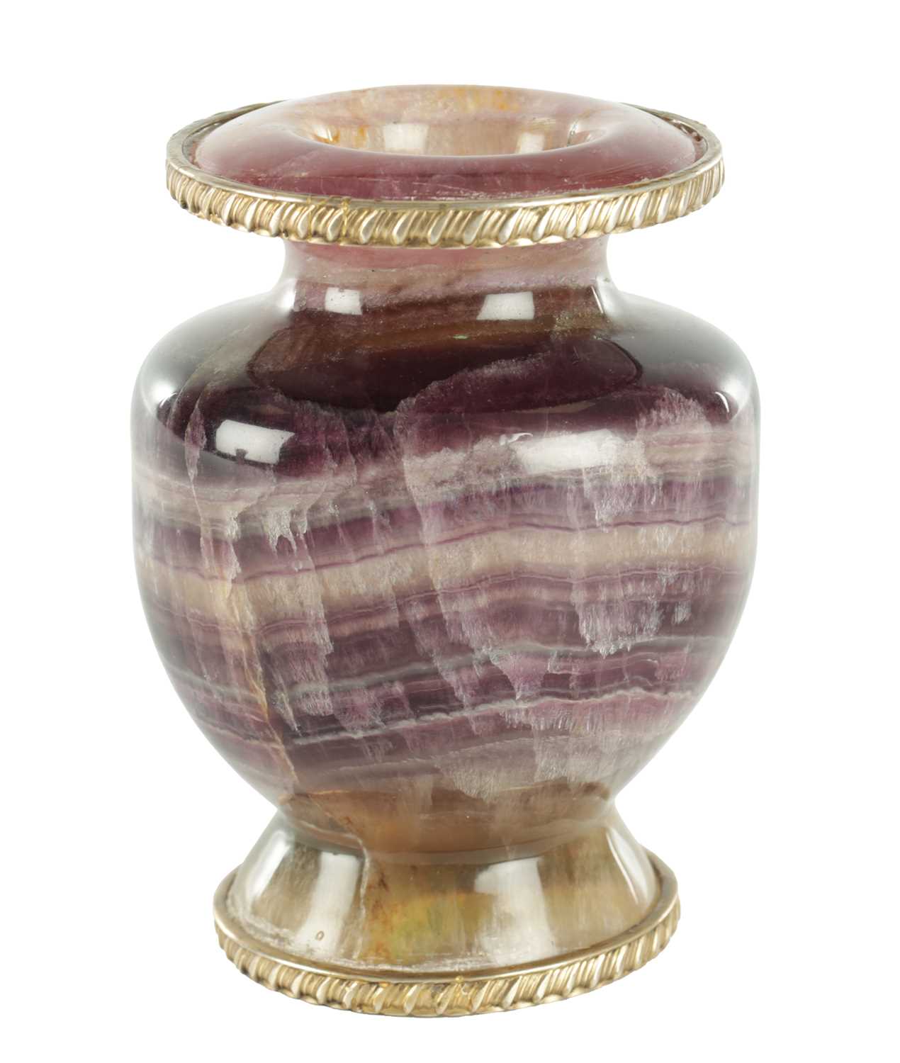 Lot 894 - A REGENCY STYLE PURPLE BANDED FLUORITE URN