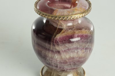 Lot 894 - A REGENCY STYLE PURPLE BANDED FLUORITE URN