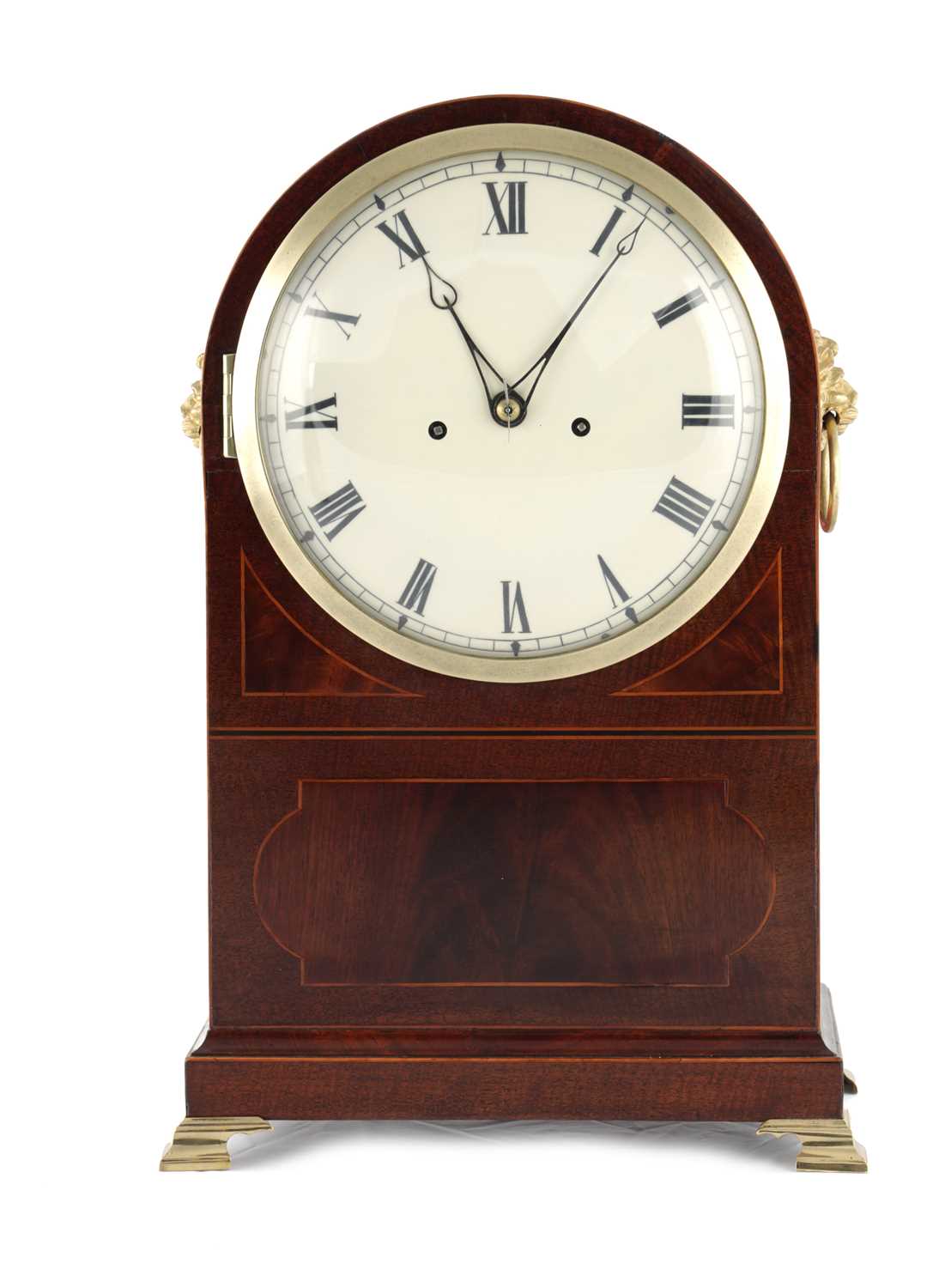 Lot 1491 - A REGENCY FIGURED MAHOGANY DOUBLE FUSEE BRACKET CLOCK