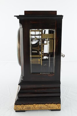 Lot 1380 - SMITH AND SONS CLERKENWELL, A 19TH CENTURY CALAMANDER DOUBLE FUSEE LIBRARY CLOCK
