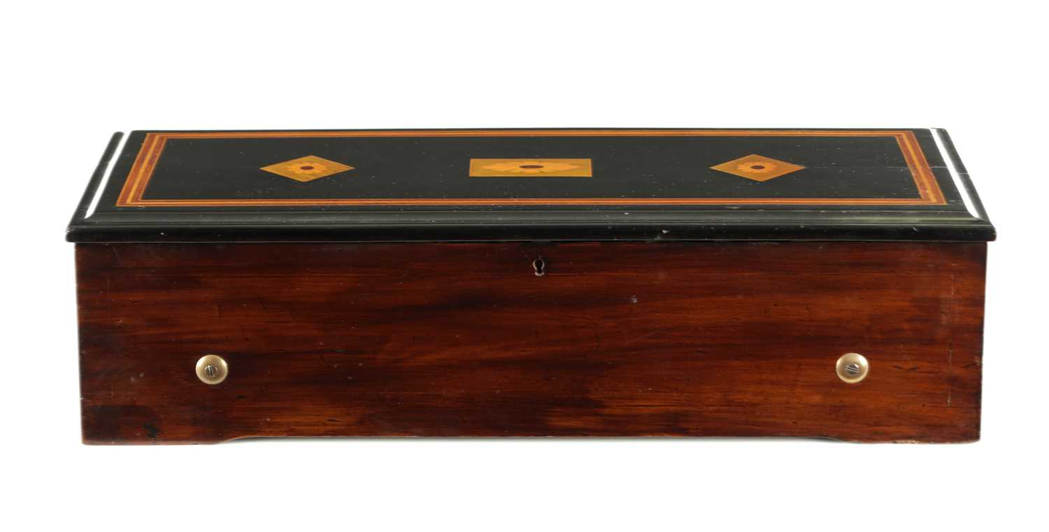 Lot 1032 - A 19TH CENTURY SWISS KEY WOUND SIX AIRS HARP/ZITHER MECHANICAL MUSIC BOX