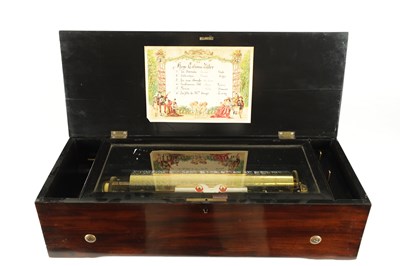 Lot 1032 - A 19TH CENTURY SWISS KEY WOUND SIX AIRS HARP/ZITHER MECHANICAL MUSIC BOX