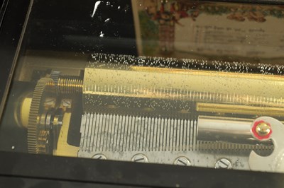 Lot 1032 - A 19TH CENTURY SWISS KEY WOUND SIX AIRS HARP/ZITHER MECHANICAL MUSIC BOX
