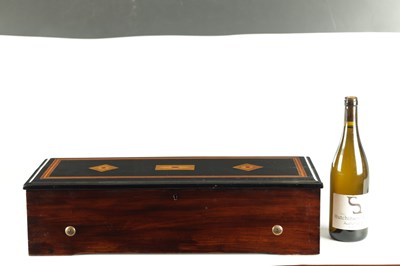Lot 1032 - A 19TH CENTURY SWISS KEY WOUND SIX AIRS HARP/ZITHER MECHANICAL MUSIC BOX