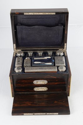 Lot 965 - MANSFIELD, DUBLIN. A FINE 19TH CENTURY CALAMANDER AND BRASS INLAID DRESSING BOX