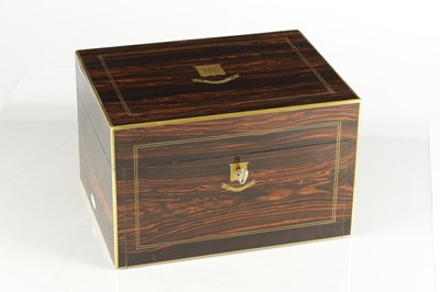 Lot 965 - MANSFIELD, DUBLIN. A FINE 19TH CENTURY CALAMANDER AND BRASS INLAID DRESSING BOX