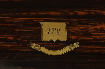 Lot 965 - MANSFIELD, DUBLIN. A FINE 19TH CENTURY CALAMANDER AND BRASS INLAID DRESSING BOX