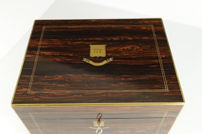 Lot 965 - MANSFIELD, DUBLIN. A FINE 19TH CENTURY CALAMANDER AND BRASS INLAID DRESSING BOX