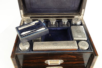 Lot 965 - MANSFIELD, DUBLIN. A FINE 19TH CENTURY CALAMANDER AND BRASS INLAID DRESSING BOX