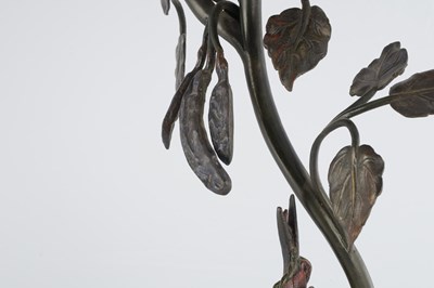 Lot 780 - AN UNUSUAL COLD PAINTED BRONZE OIL LAMP