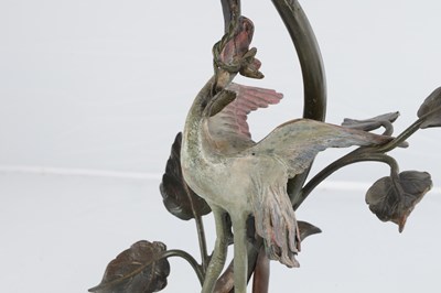 Lot 780 - AN UNUSUAL COLD PAINTED BRONZE OIL LAMP