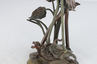 Lot 780 - AN UNUSUAL COLD PAINTED BRONZE OIL LAMP