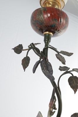 Lot 780 - AN UNUSUAL COLD PAINTED BRONZE OIL LAMP